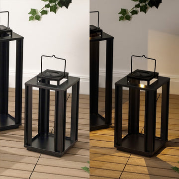Leland Modern Industrial Integrated Indoor/Outdoor LED Solar Powered Lanterns